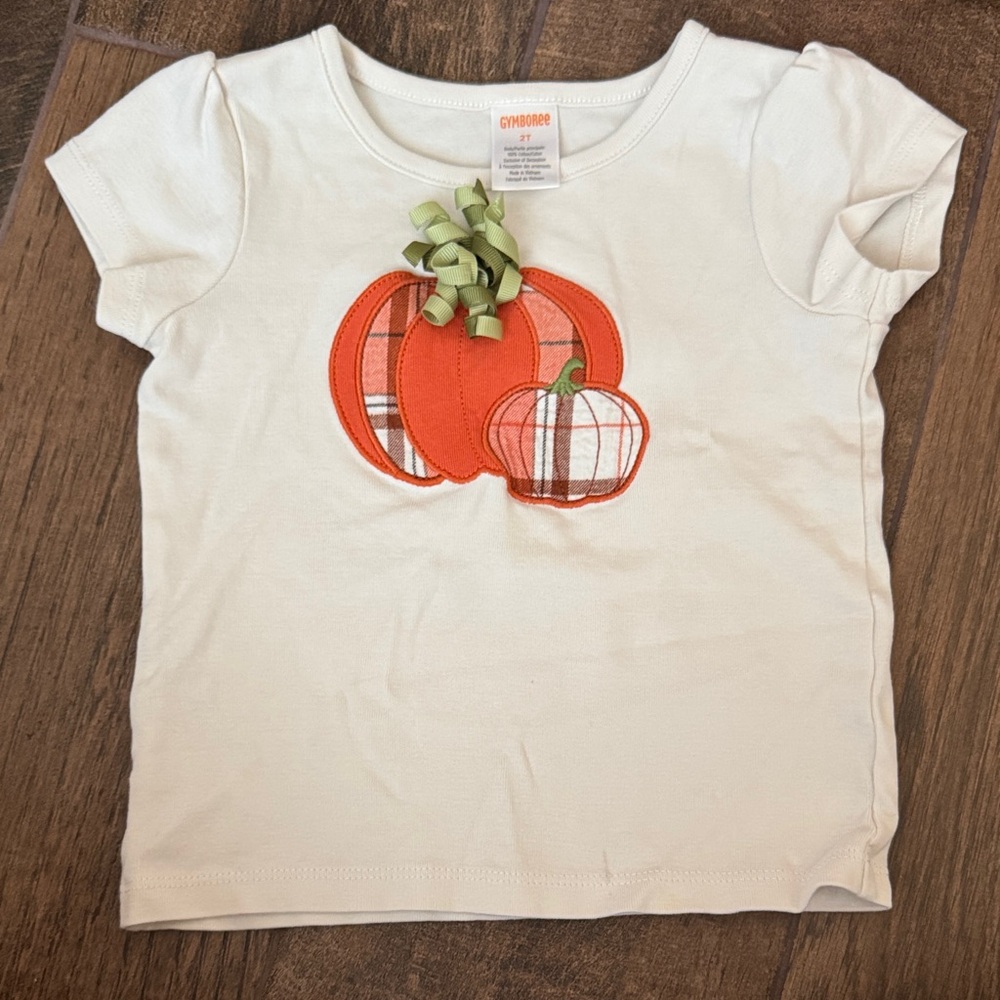 Gymboree White Tee with Pumpkin Appliqué